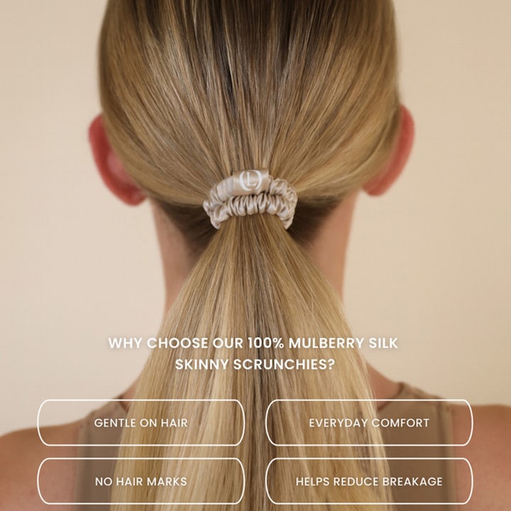 Mulberry Silk Skinny Scrunchies Beige