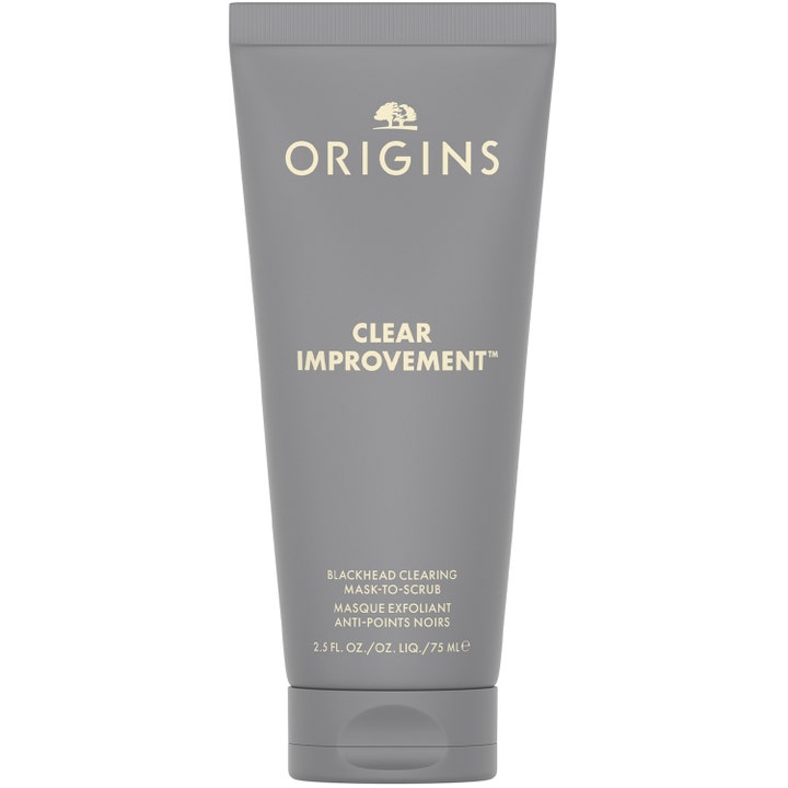 Origins Clear Improvement 75 ml mustapäitä poistava kasvonaamio ja kuorinta harmaassa tuubissa