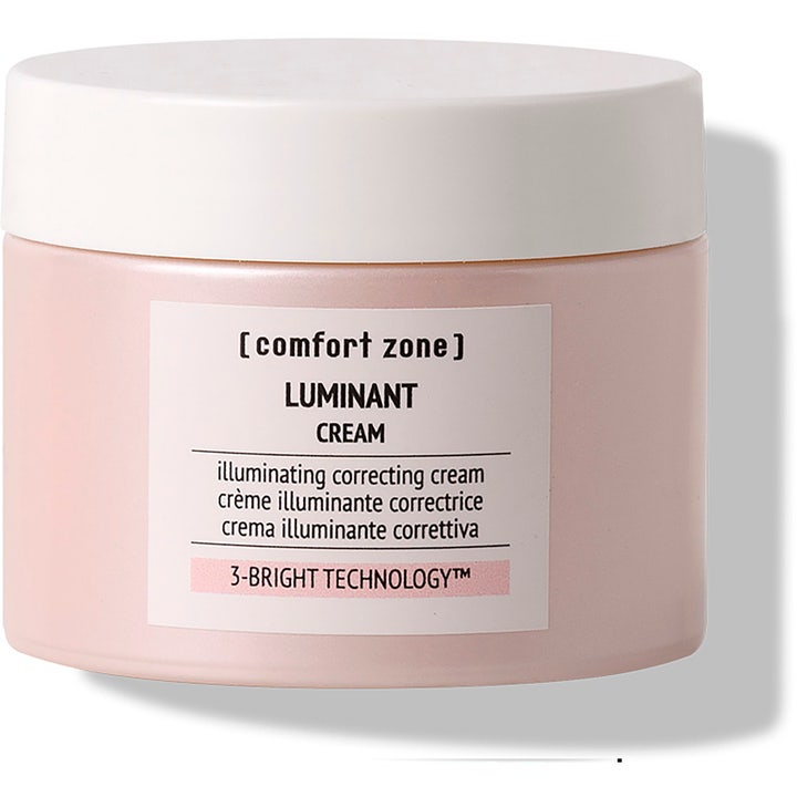 Comfort Zone Luminant Cream kirkastava ja korjaava kasvovoide vaaleanpunaisessa purkissa jossa on valkoinen kansi