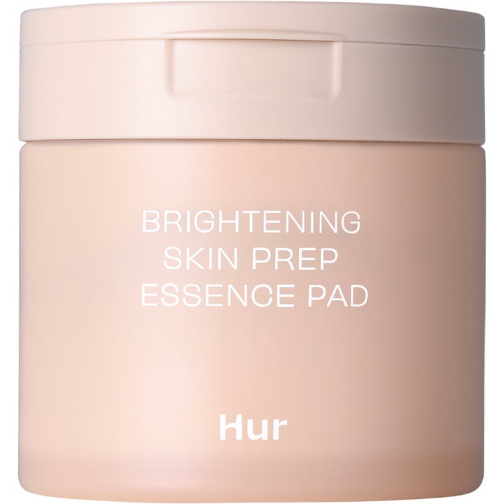 Hur Brightening Skin Prep Essence Pad kirkastavat hoitolaput heleyttävät ihoa tyylikkäässä persikanvärisessä purkissa