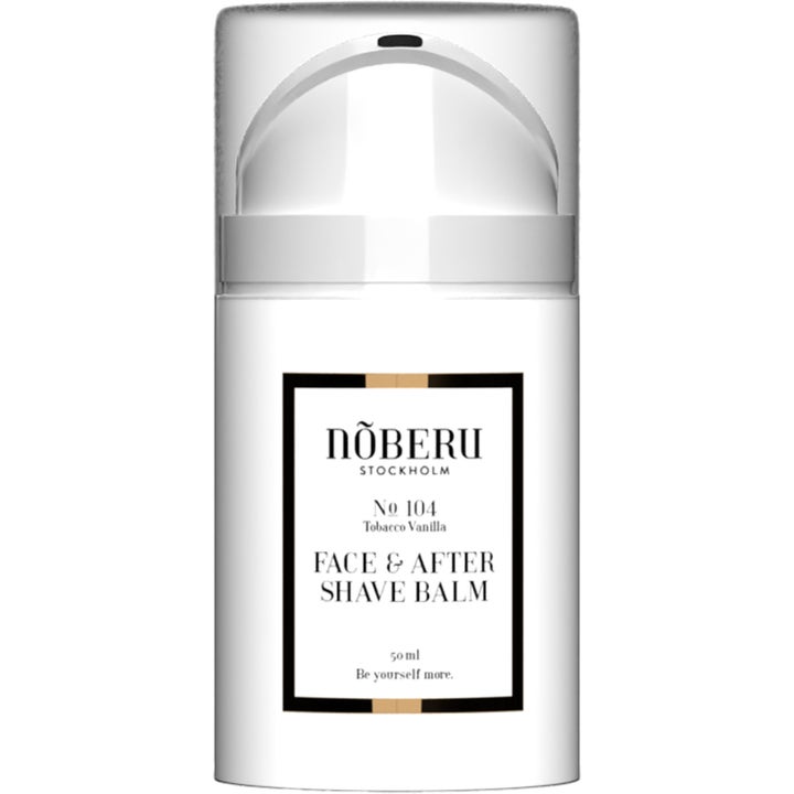 Nõberu No 104 Tobacco Vanilla Face & After Shave Balm 50 ml rauhoittava kasvovoide valkoisessa pumppupullossa