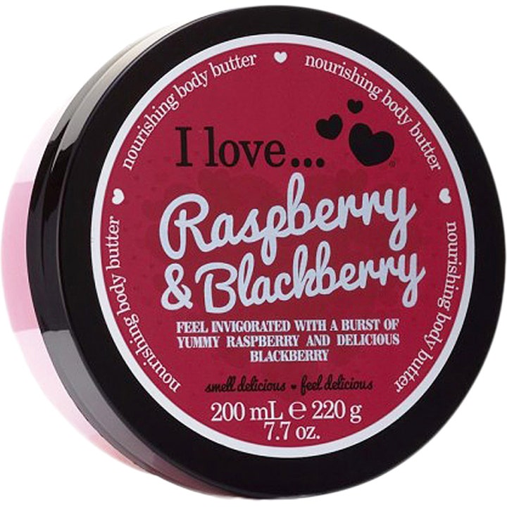 I love... Raspberry & Blackberry 200 ml ravitseva vartalovoi pyöreässä purkissa jossa musta kansi ja punainen etiketti