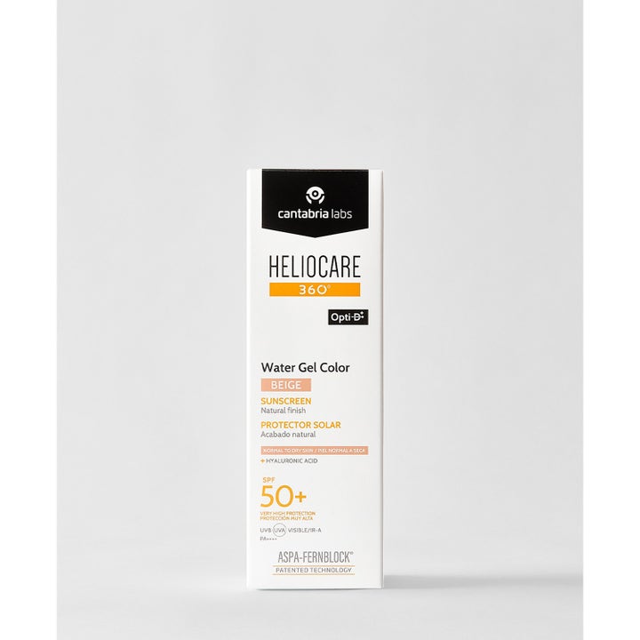 Heliocare Water Gel Color Beige 50 ml sävytetty ja kosteuttava aurinkovoide kasvoille SPF 50 valkoisessa pakkauksessa