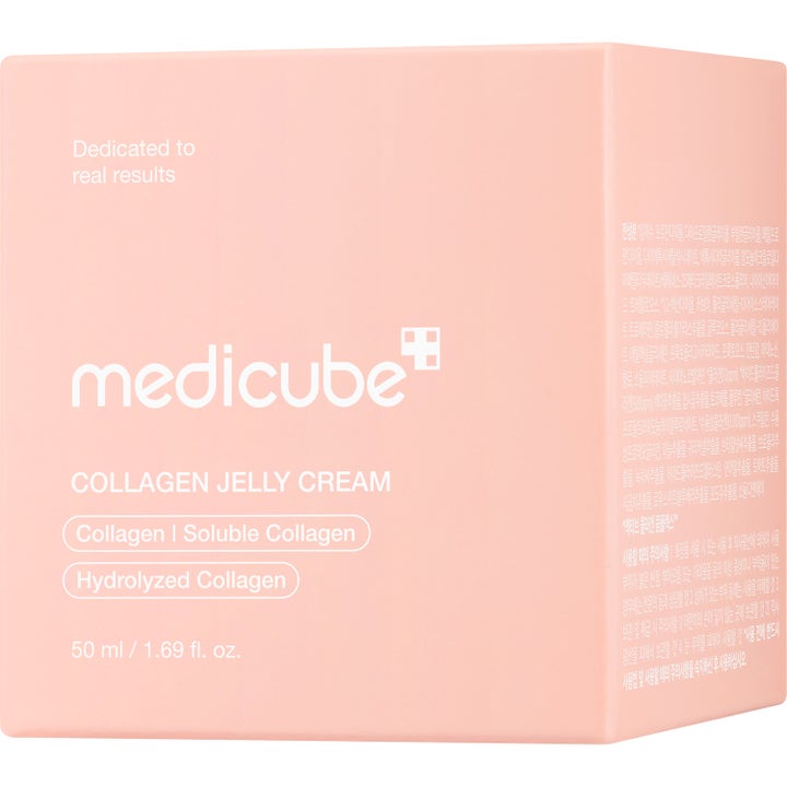 Medicube Collagen Jelly Cream 50 ml silottava kasvovoide vaaleanpunaisessa pahvipakkauksessa.