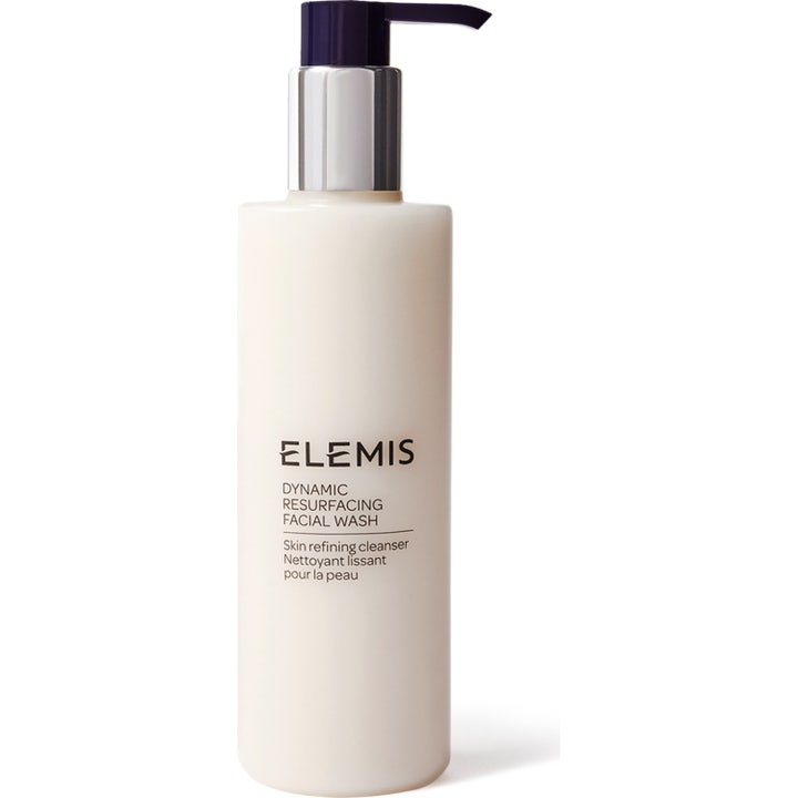 Elemis Dynamic Resurfacing Facial Wash 200 ml ihoa silottava puhdistusgeeli valkoisessa pullossa mustalla pumpulla.