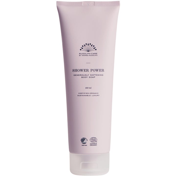Rudolph Care Shower Power 250 ml pehmentävä suihkusaippua vaaleanpunaisessa tuubissa puhdistaa ja pehmentää ihoa