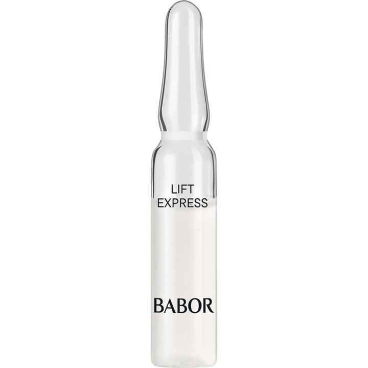 Babor Lift Express 2 ml kiinteyttävä ampulli on kirkas lasiampulli joka sisältää silottavaa seerumia.