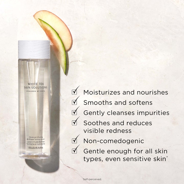 Elizabeth Arden White Tea Skin Solutions 200 ml kosteuttava kasvovesi kirkkaassa pullossa päärynän ja hyötytekstien kera