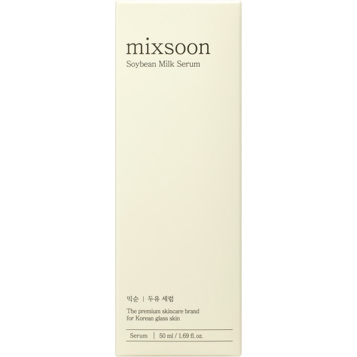 Mixsoon Soybean Milk Serum 50 ml kosteuttava kasvoseerumi tyylikkäässä kermanvaaleassa pahvipakkauksessa.