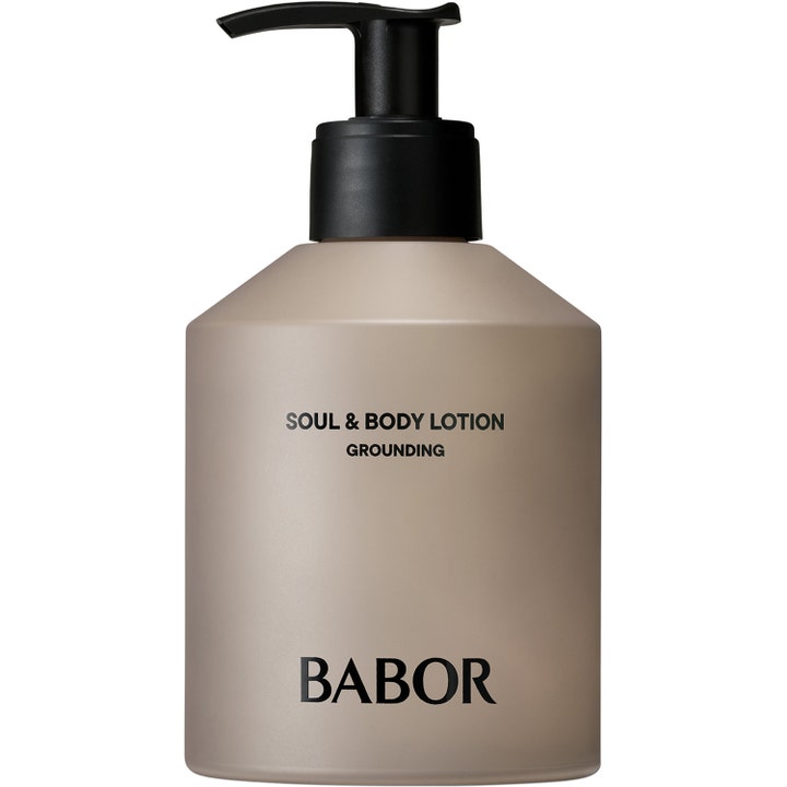 Babor Soul & Body Lotion Grounding 200 ml rauhoittava vartalovoide beigessä pumppupullossa.