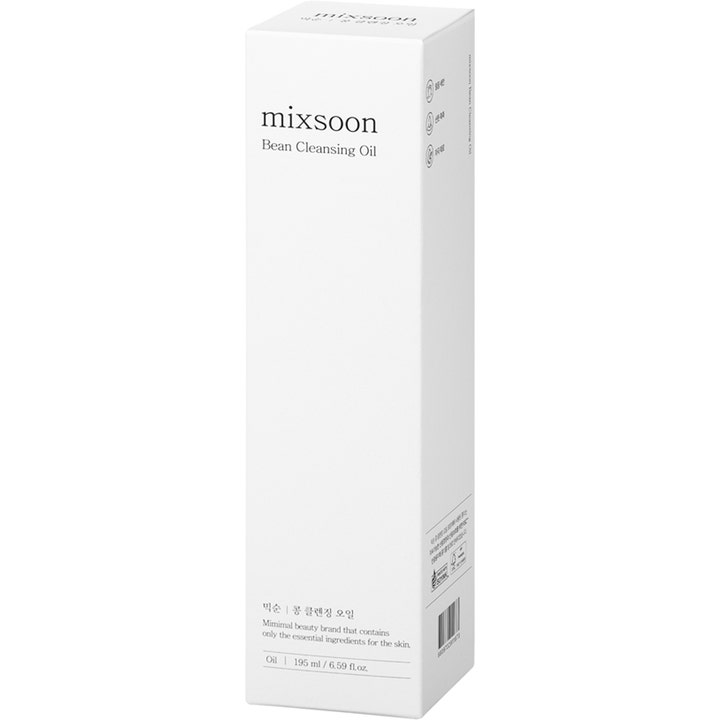 Mixsoon Bean Cleansing Oil 195 ml syväpuhdistava puhdistusöljy tyylikkäässä valkoisessa pahvipakkauksessa.