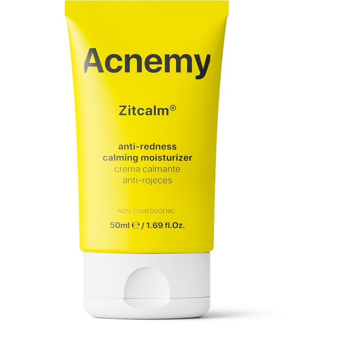 Acnemy Zitcalm 50 ml punoitusta lievittävä kosteusvoide kirkkaankeltaisessa tuubissa jossa on valkoinen korkki.