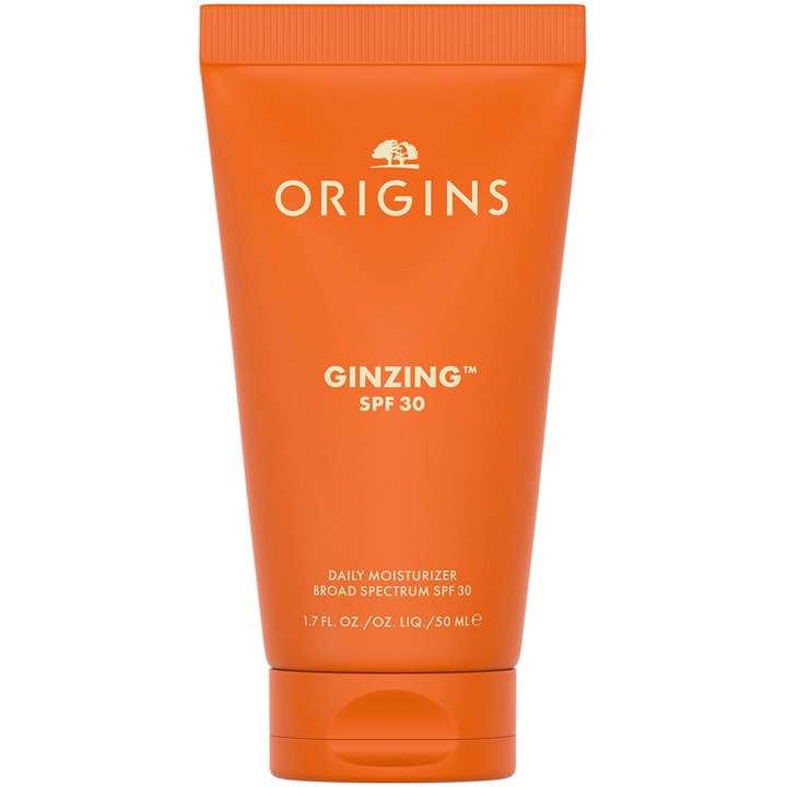 Origins GinZing SPF 30 50 ml kirkastava päivävoide oranssissa tuubissa kosteuttaa ja suojaa ihoa