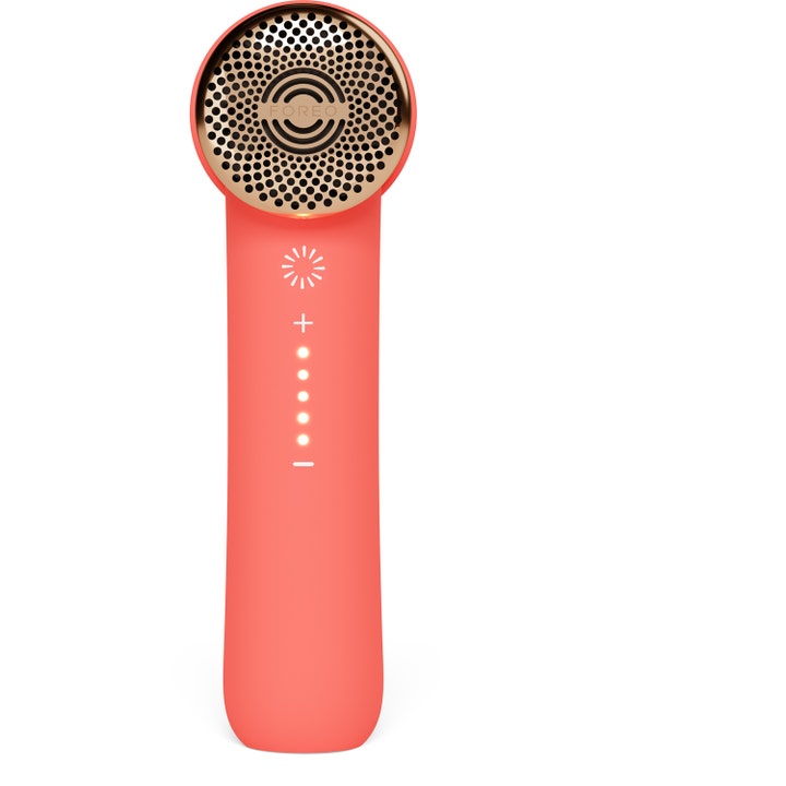 FOREO PEACH 2 go 1 kpl IPL-laite karvanpoistoon on oranssi ja siinä on tyylikäs kultainen käsittelypää.