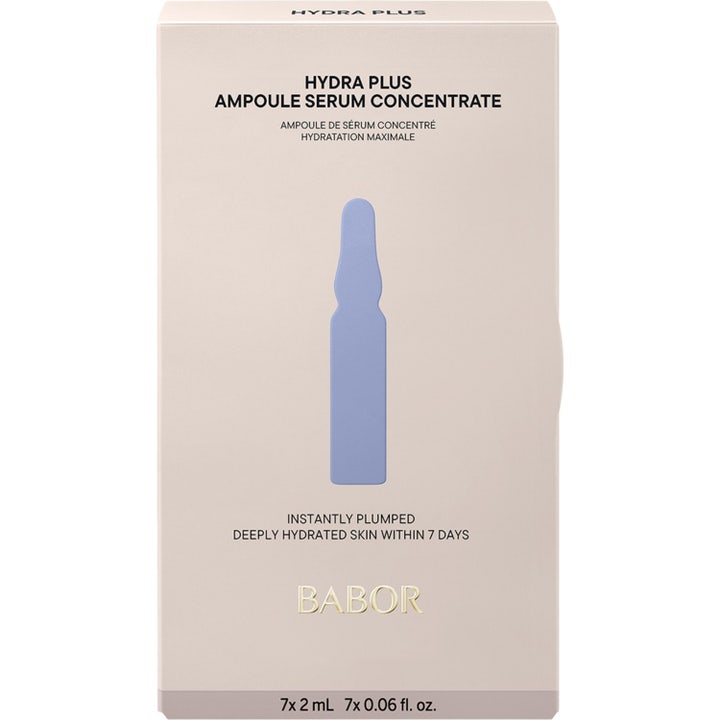 Babor Ampoule Hydra Plus 14 ml syväkosteuttava seerumi vaaleassa pakkauksessa jossa on sinisen ampullin kuva