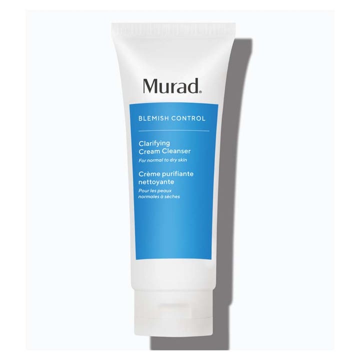 Murad Clarifying Cream Cleanser epäpuhtauksia hillitsevä puhdistusvoide valkoisessa tuubissa sinisellä etiketillä.