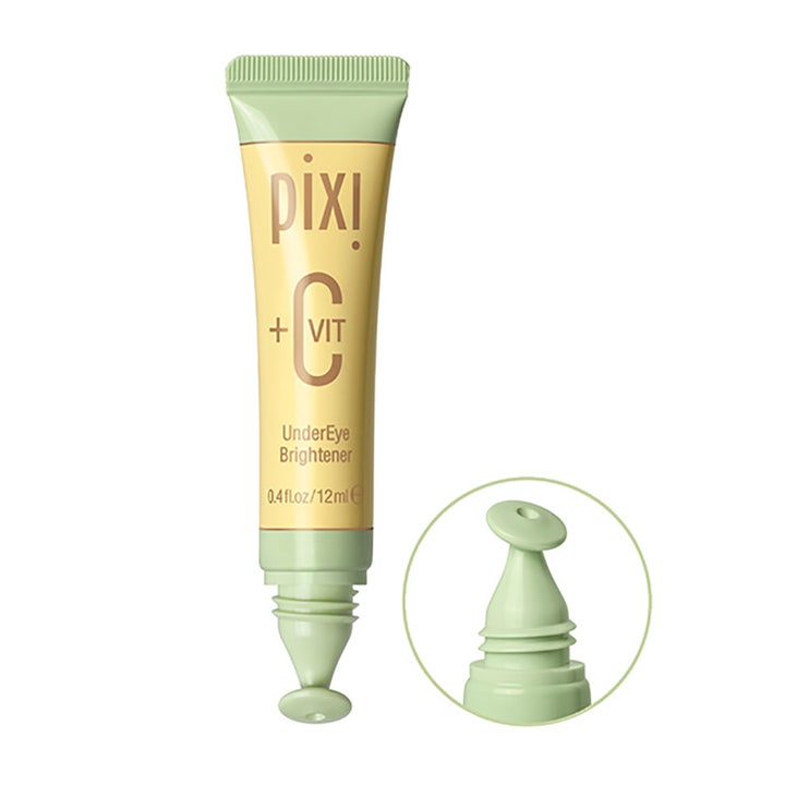 Pixi +C VIT UnderEye Brightener 12 ml kirkastava silmänympärysvoide keltaisessa tuubissa vihreällä levittimellä