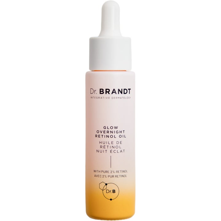 Dr. Brandt Glow Overnight Retinol Oil 30 ml kirkastava kasvoöljy vaaleassa pipettipullossa.