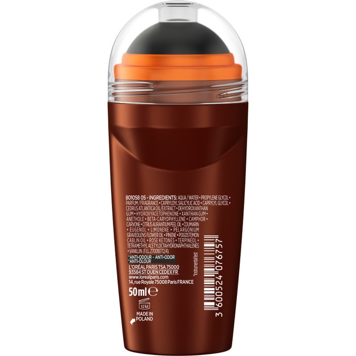 L'Oréal Paris Barber Club 48H Protective Deodorant Roll-On 50 ml suojaava miesten deodorantti ainesosaluettelo takana