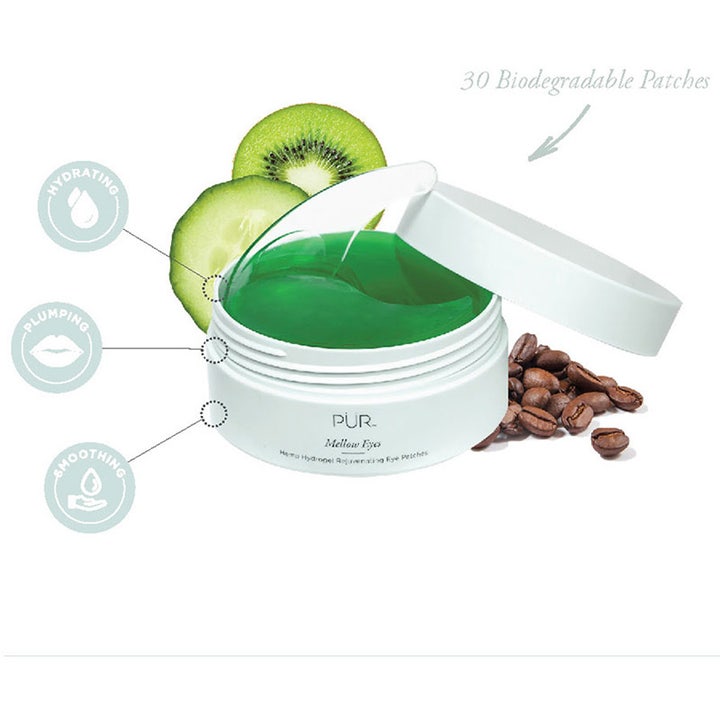 PÜR Mellow Eyes Rejuvenating Eye Patches 90 g virkistävä silmänympärysnaamio vihreillä hydrogeelilapuilla ja kiivillä