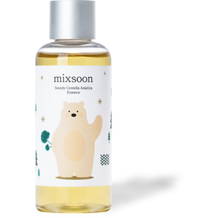 Mixsoon Soondy Centella Asiatica Essence 100 ml rauhoittava hoitoneste jääkarhukuvioisessa muovipullossa.