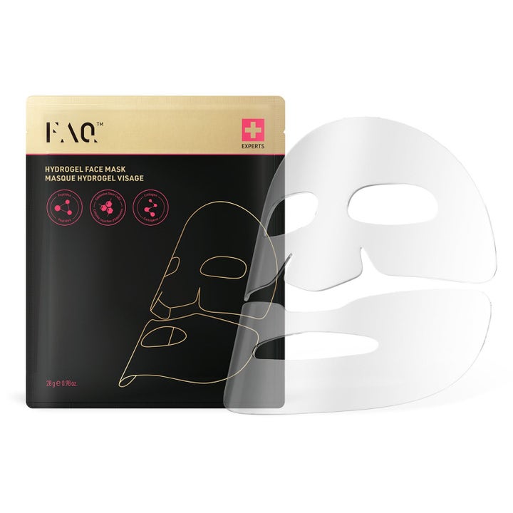 FAQ Swiss 202 Anti-Aging Silicone LED Face Mask 28 g läpinäkyvä hydrogeelinaamio ja tyylikäs pakkaus