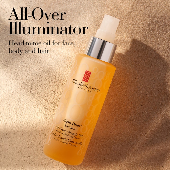 Elizabeth Arden Eight Hour All-Over Miracle Oil 100 ml monikäyttöinen vartaloöljy hiekalla tuo iholle heleyttä.