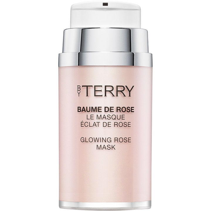 By Terry Baume de Rose Glowing Rose Mask heleyttävä kasvonaamio vaaleanpunaisessa pumppupullossa hopeisilla yksityiskohdilla