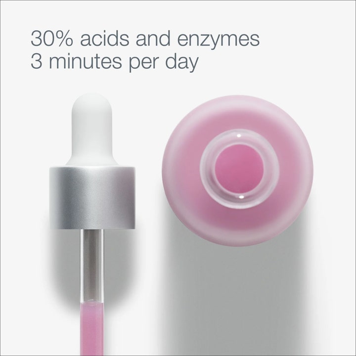 Dermalogica Daily Liquid Peelfoliant 59 ml kuoriva seerumi vaaleanpunaisessa pullossa pipetillä.