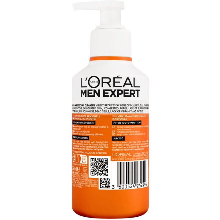 L'Oréal Paris Men Expert Hydra Energetic Vitamin C 260 ml virkistävä puhdistusgeeli pumppupullossa
