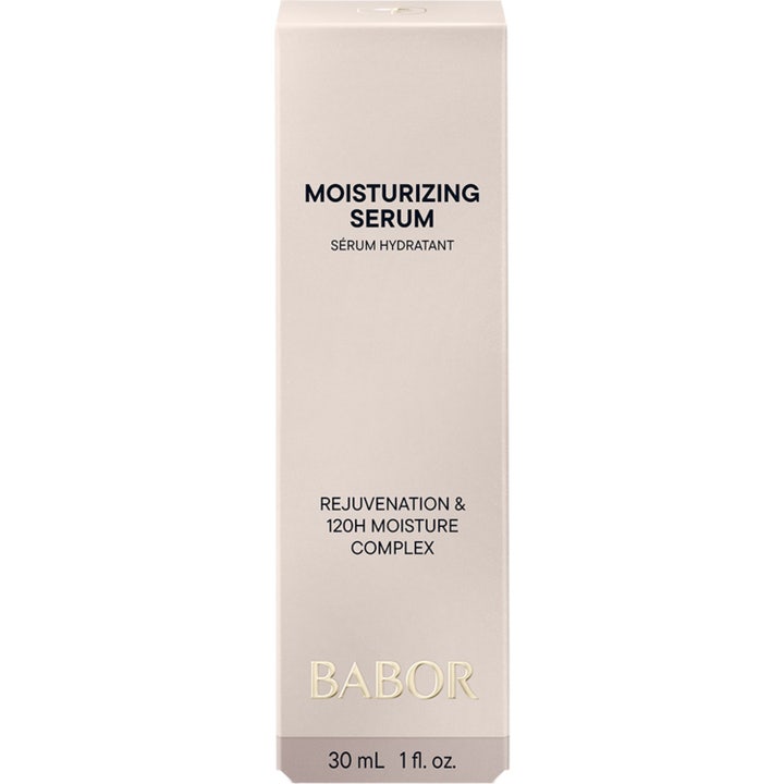 Babor Skinovage Moisturizing Serum 30 ml kosteuttava seerumi valkoisessa pakkauksessa sinisellä etiketillä.