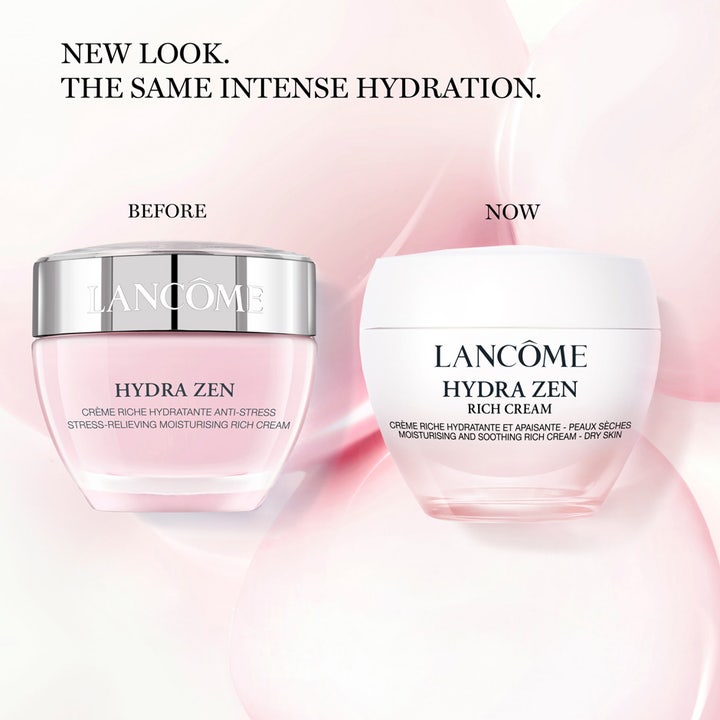 Lancôme Hydra Zen Neurocalm Rich Cream 50 ml kosteuttava päivävoide vertailussa vanha ja uusi pakkaus.
