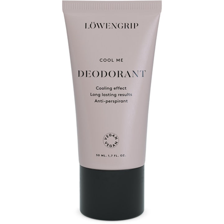 Löwengrip Cool Me Deodorant 50 ml viilentävä ja vegaaninen antiperspirantti beigessä tuubissa mustalla korkilla