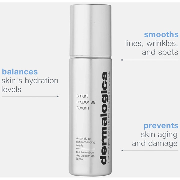 Dermalogica Smart Response Serum 30 ml kasvoseerumi hopeisessa pullossa tasapainottaa kosteutta ja silottaa ihoa.