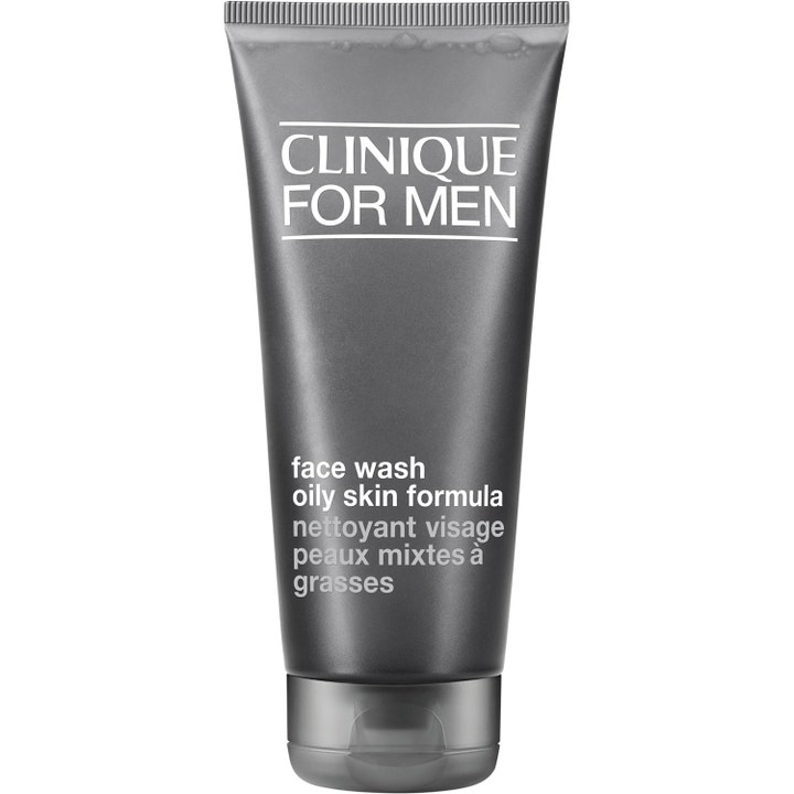 Clinique For Men Face Wash Oily Skin Formula puhdistusaine rasvoittuvalle iholle mattapintaisessa harmaassa tuubissa