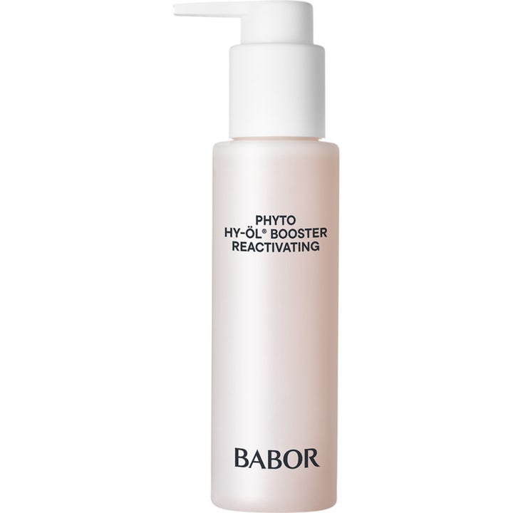 Babor Phyto Hy-Öl Booster Reactivating 100 ml elvyttävä puhdistustiiviste vaaleanpunaisessa pumppupullossa.