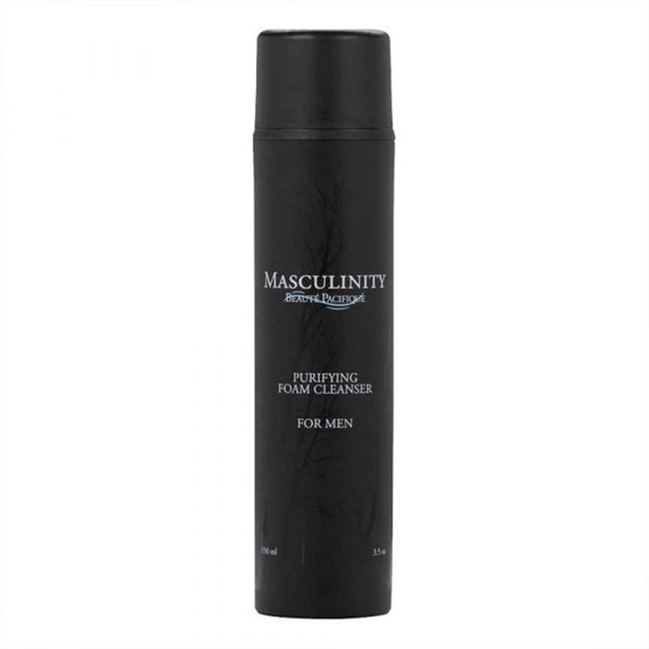 Beauté Pacifique Masculinity Purifying Foam Cleanser 150 ml syväpuhdistava puhdistusvaahto mattamustassa sylinteripullossa.