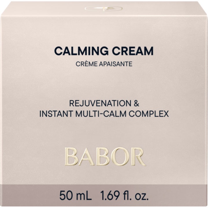 Babor Calming Cream 50 ml rauhoittava kasvovoide herkälle iholle valkoisessa pakkauksessa, jossa on pinkki etiketti.