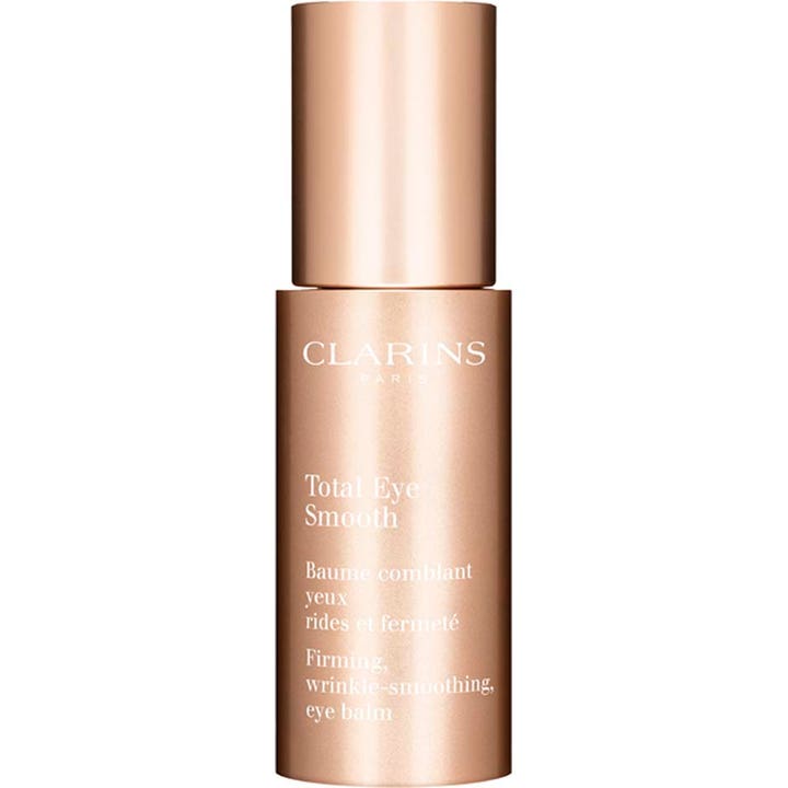 Clarins Total Eye Smooth 15 ml kiinteyttävä silmänympärysvoide tyylikkäässä ruusukultaisessa pumppupullossa