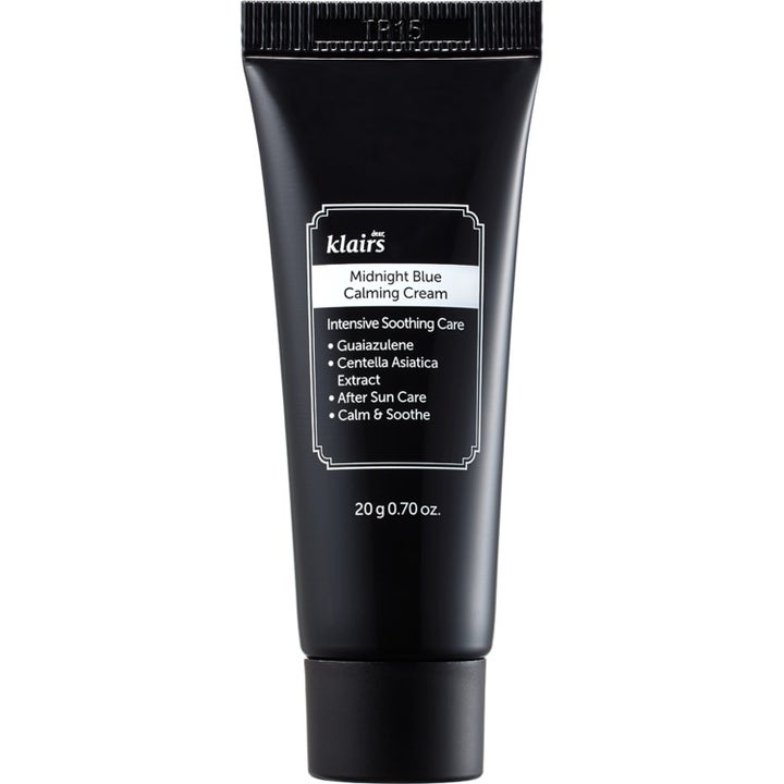 Klairs Midnight Blue Calming Cream 20 g rauhoittava kasvovoide lievittää ihoärsytystä tyylikkäässä mustassa tuubissa