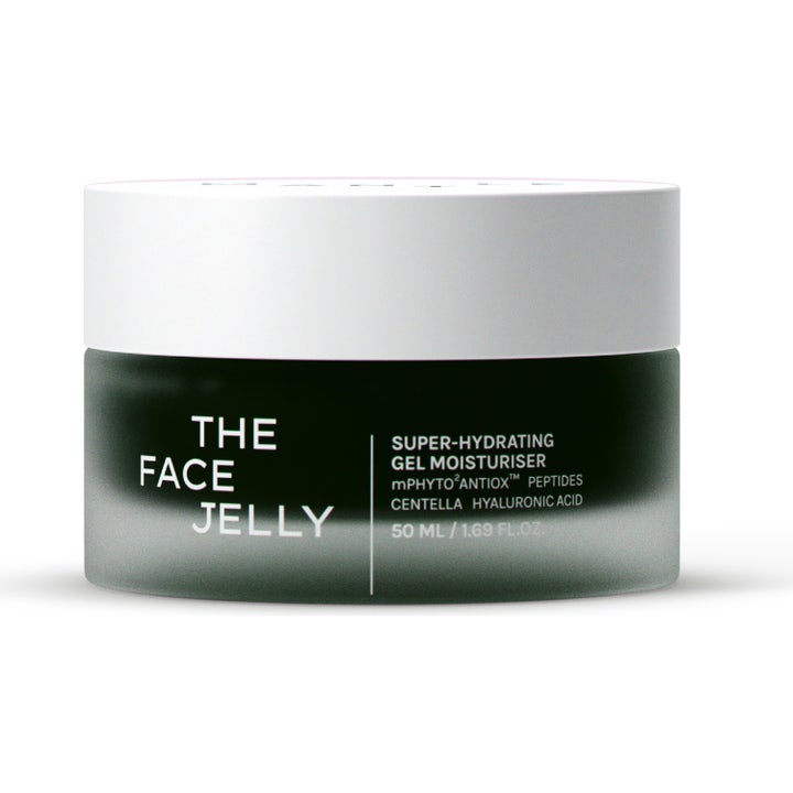 Mantle The Face Jelly 50 ml syväkosteuttava kasvogeeli tummanvihreässä huurteisessa lasipurkissa valkoisella kannella