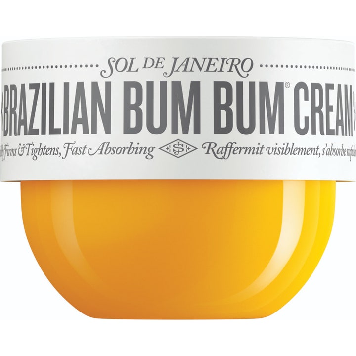 Sol de Janeiro Brazilian Bum Bum Cream kiinteyttävä vartalovoide keltaisessa pyöreässä purkissa.