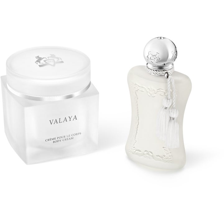 Parfums De Marly Valaya Body Cream 200 ml kosteuttava vartalovoide huurretussa lasipurkissa hajuvesipullon kera