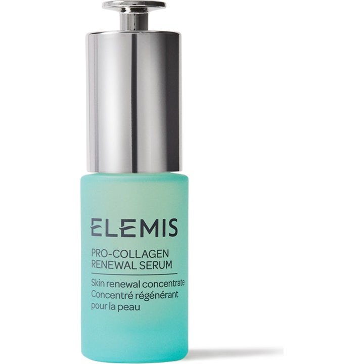 Elemis Pro-Collagen Renewal Serum 15 ml uudistava kasvoseerumi vaaleansinisessä lasipullossa hopeisella korkilla.