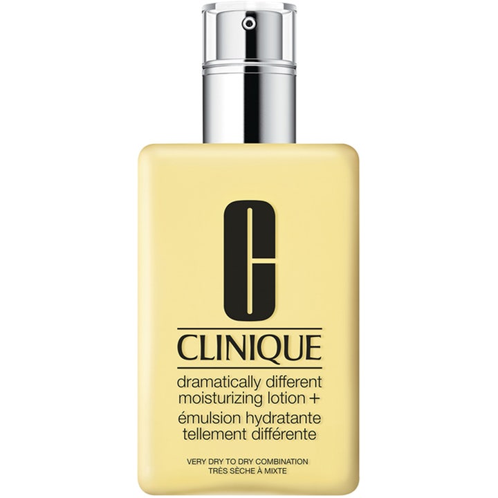 Clinique Dramatically Different Moisturizing Lotion+ kosteuttava kasvovoide keltaisessa pullossa hopeisella pumpulla