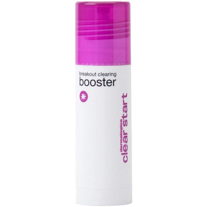 Dermalogica Clear Start Breakout Clearing Booster 30 ml epäpuhtauksia hoitava seerumi valkoisessa purkissa liilalla korkilla