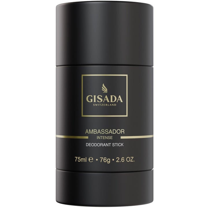 Gisada Ambassador Intense Deodorant Stick 75 ml on tyylikäs musta miesten deodorantti kultaisin yksityiskohdin.