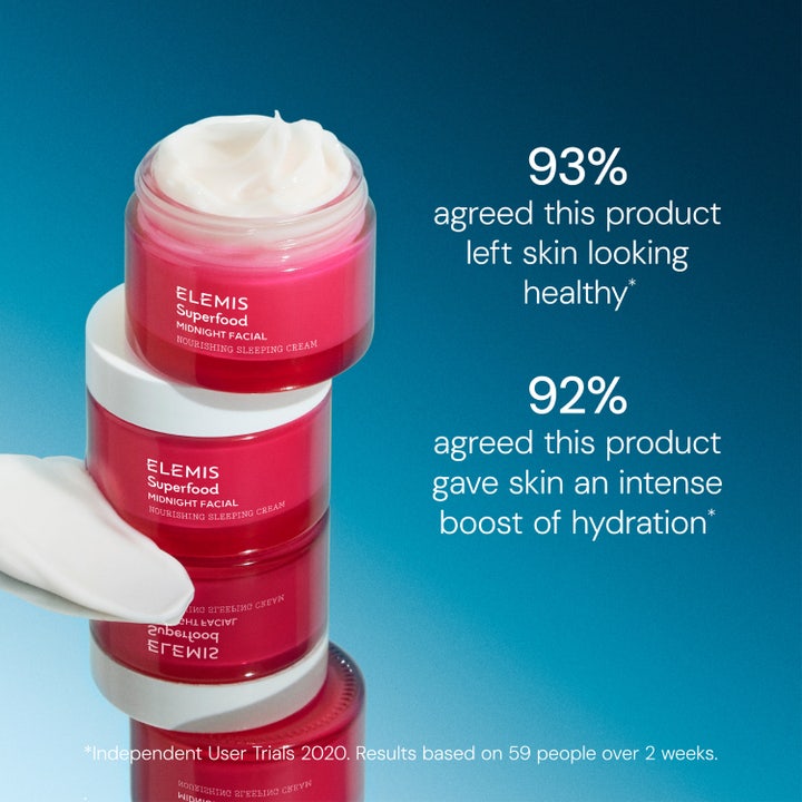 Elemis Superfood Midnight Facial 50 ml ravitseva yönaamio pinkissä purkissa kosteuttaa ihoa tehokkaasti