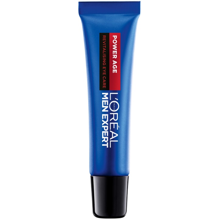 L'Oréal Men Expert Power Age Revitalising Eye Care elvyttävä silmänympärysvoide sinisessä tuubissa mustalla korkilla