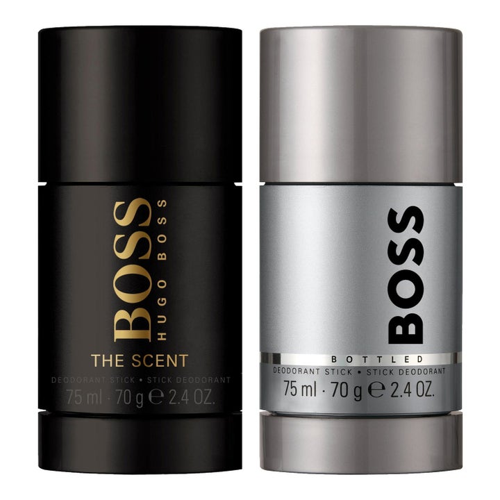 Hugo Boss The Scent ja Bottled 75 ml deodoranttitikut tuovat raikkautta tyylikkäässä mustassa ja hopeisessa hylsyssä